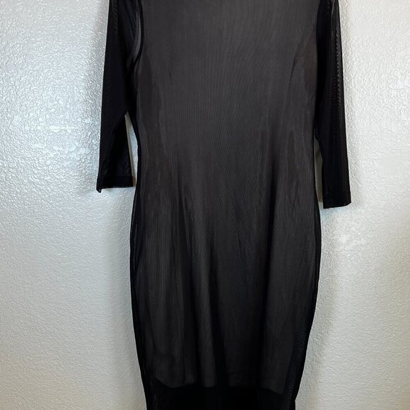 Philosophy Elegant Black Sheer Sleeve Sheath Cocktail Event Dress Size Large - Picture 4 of 8
